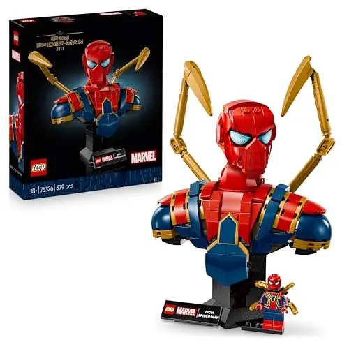 LEGO Marvel Iron Spider-Man Büste - Modell für Erwachsene mit beweglichen Armen, drehbarem Kopf & Minifigur - Sammlerstück & Avengers Geschenk für Fans - 76326