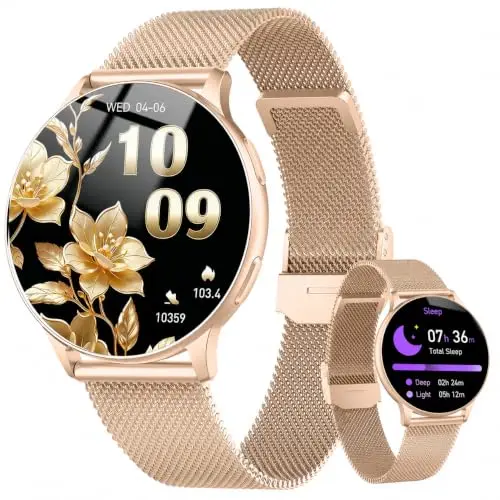Smartwatch Damen, 1.32" AMOLED, IP68 wasserdicht, mit Telefonfunktion