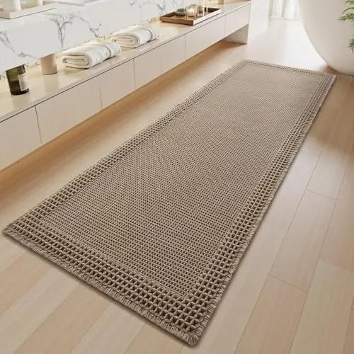 SIXHOME 40x60 cm Brauner Flur Teppich Läufer Weich und Waschbar für Küche und Wohnzimmer