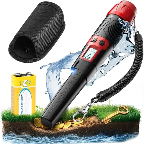 KAIWEETS Pinpointer Metalldetektor - 360° wasserdicht, 3 Modi, hohe Empfindlichkeit, LCD-Bildschirm für Gold, Relikte und Schmuck