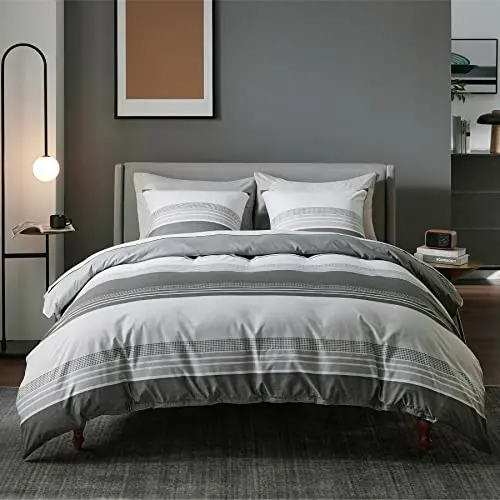 BEDSURE Bettwäsche Set 155x220 cm - Wendebettwäsche in Grau mit 2 Kissenbezügen