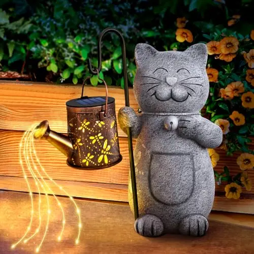Hinshark Gartenfigur mit Solar-Laterne – Wetterfeste Deko für Frauen, Geburtstags- und Weihnachtsgeschenk