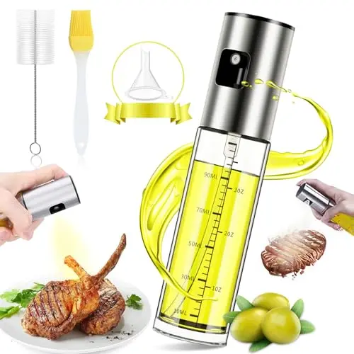 Nylea Ölsprüher 100ml - Edelstahl-Glas Öl Spray für Kochen, Grillen und Salate