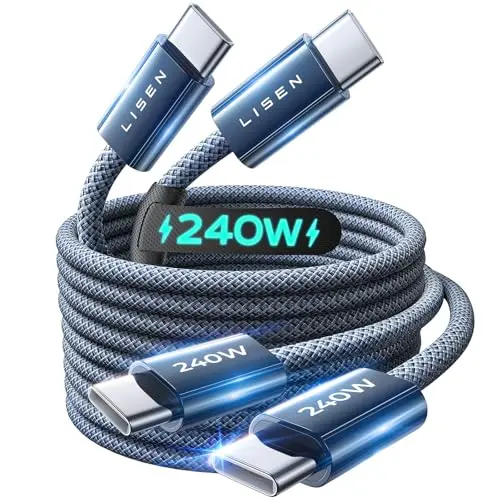 LISEN 240W Schnellladekabel USB C auf USB C 2m - 2 Stück für iPhone, iPad, MacBook, Samsung Galaxy