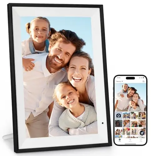 Digitaler Bilderrahmen 10,1 Zoll WiFi - 32GB HD Touchscreen, Fotos und Videos teilen - Ideales Geschenk für Eltern und Freunde