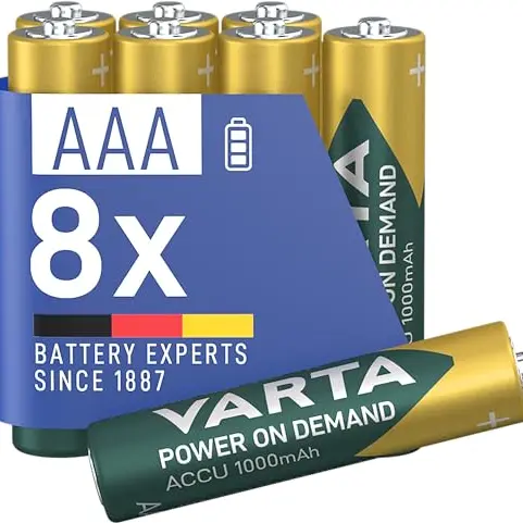 VARTA AAA Akkus, wiederaufladbar, 8 Stück, 1000 mAh, sofort einsatzbereit