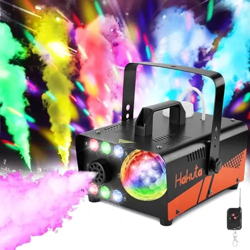 Hakuta Nebelmaschine 600W mit Discokugel & LED RGB, 2300 CFM für Party, Halloween, Weihnachten, Hochzeit & Bühne