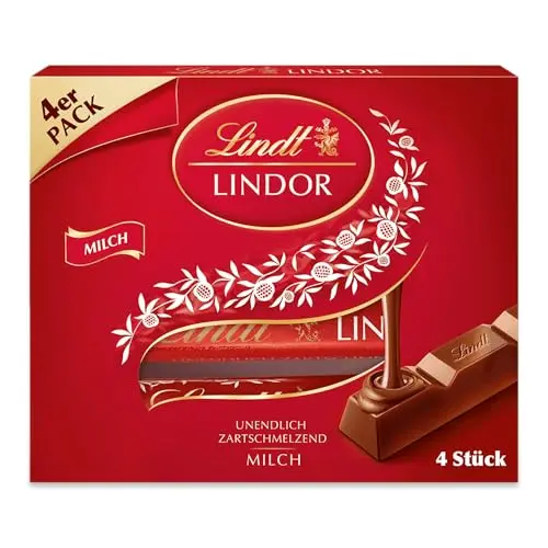 Lindt Lindor Vollmilch Sticks, Schokoladenriegel im Multipack, 100g