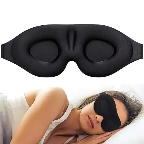 Schwarze 3D-Augenmaske, lichtblockend, weich, bequem für Reisen, Nickerchen, Yoga und Schlaf