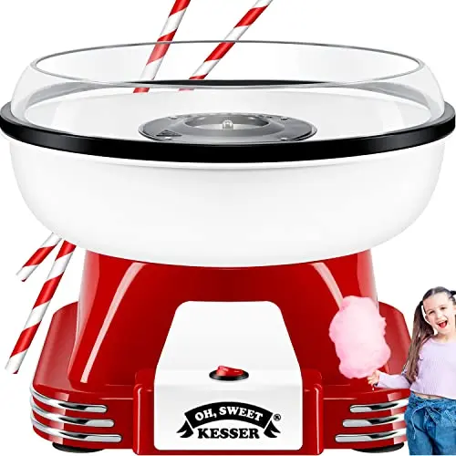 KESSER® Zuckerwattemaschine Set - Retro Cotton Candy Maschine mit 30 Stäbchen & Messlöffel - Höhe 22 cm - 500 W
