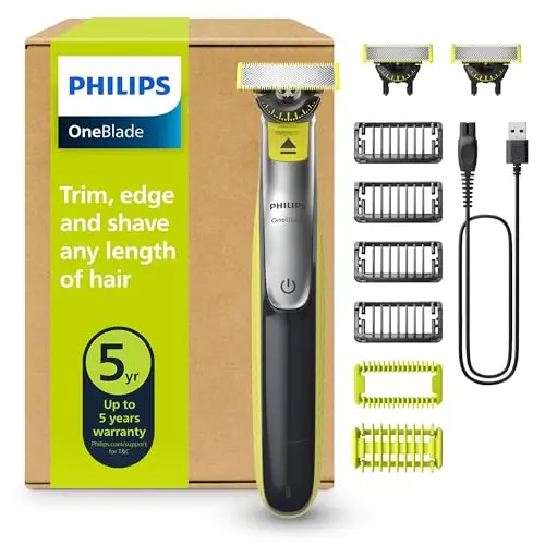 PHILIPS OneBlade 360 Face & Body - Elektrischer Rasierer & Trimmer mit 3 Klingen und 4 Aufsätzen für Gesicht und Körper