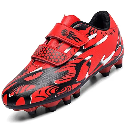 Unitysow Fußballschuhe Jungen und Mädchen, Outdoor Sportschuhe, Rot, Gr. 34