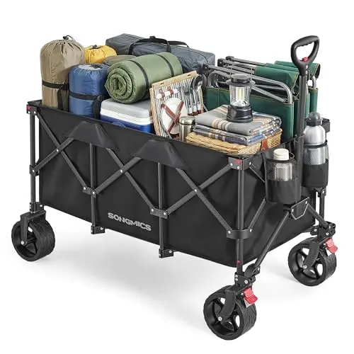 SONGMICS Handwagen, faltbar, Garten- und Campingwagen, bis 150 kg, tintenschwarz