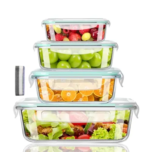 LNWSN Familien-Set Meal Prep Boxen – Frischhaltedosen aus Glas mit Deckel, auslaufsicher und mikrowellenfest