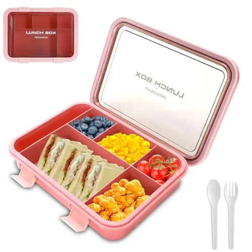 SEPSCO Brotdose für Kinder, 1.5L Auslaufsichere Bento Box mit Fächern und Besteckset, Jausenbox für Kindergarten und Schule