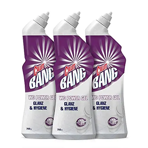 CILLIT BANG WC Power Gel Glanz & Hygiene – Kraftvoller WC-Reiniger – 3 x 750 ml