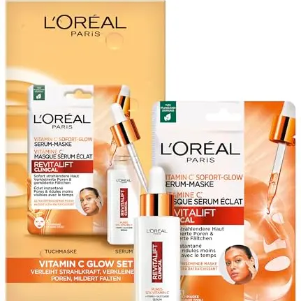 L'Oréal Paris RevitaLift Vitamin C Glow Set: Serum & Maske für strahlende Haut