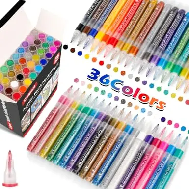 Colpart Acrylstifte für Steine, Wasserfeste Multimarker, 36 Farben, 0,7mm, Ideal für DIY und Kunstprojekte