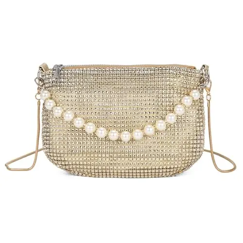 Elegante Damen Gold Glitzer Clutch Tasche für Abend, Prom, Hochzeit und Partys
