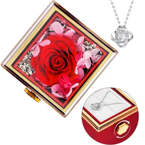 Shinkuro Ewige Rose in Geschenkbox mit Halskette - Perfekt für Muttertag, Geburtstag und Jahrestag
