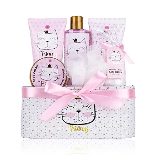 Accentra Geschenkset Princess Kitty – 7-teiliges Duschset mit Schaumbad, Peeling, Duschgel & Bodylotion in süßer Geschenkbox