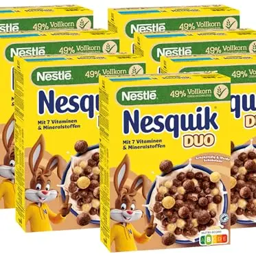 Nesquik Duo Cereals, Schoko-Cerealien mit Vollkorn, 7er Pack (7 x 325 g)