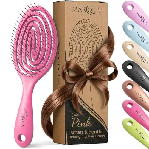 marQus Bio Haarbürste mit Doppelspiralfeder, Pflegeborsten, für alle Haartypen, Pink