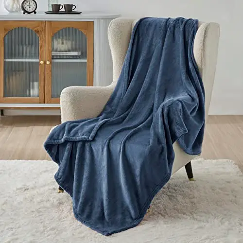 BEDSURE Flauschige Sofadecke 150x200cm - Kuschelige Winterdecke in Grau-Blau