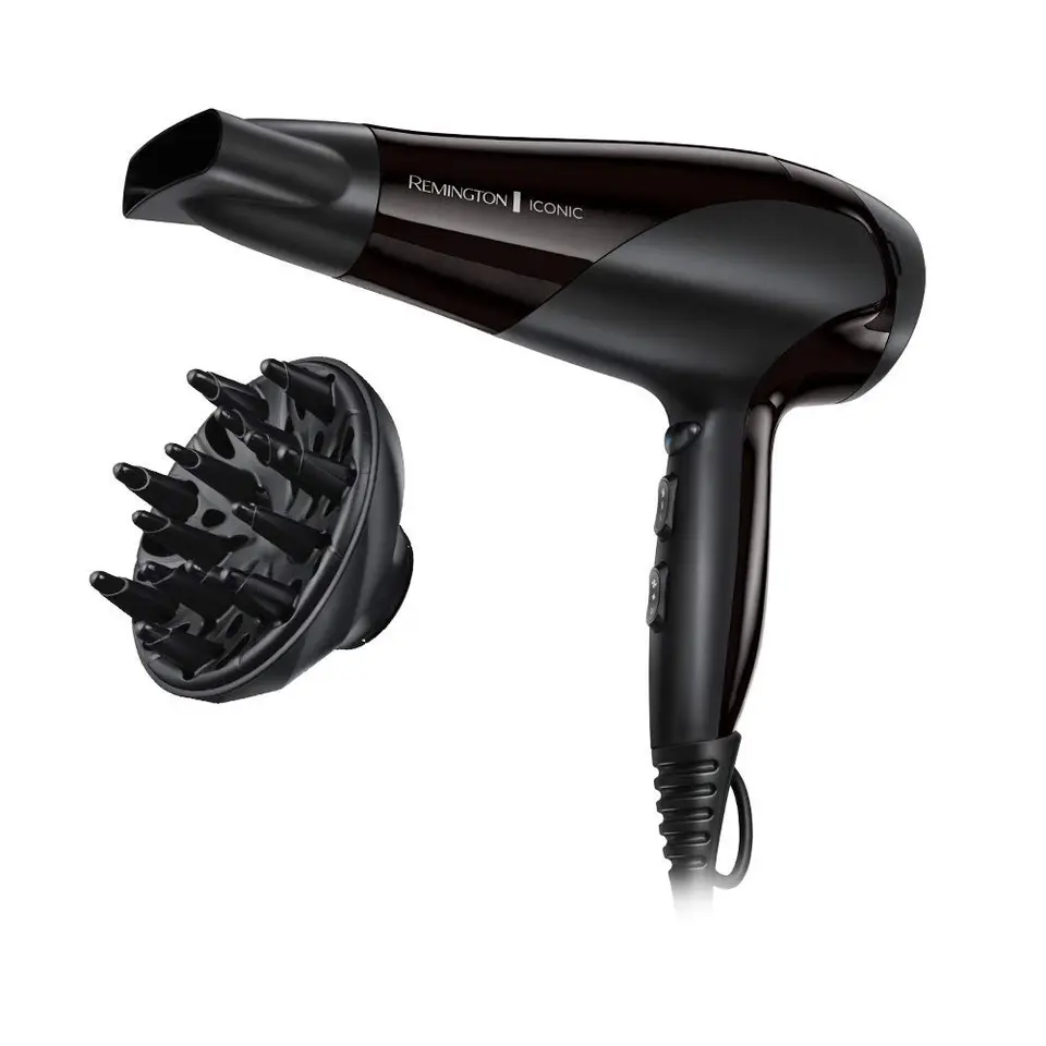 Remington Haartrockner Ionen, 2200W, schwarz, mit Diffusor & Stylingdüse, Keramik-Ionen, 3 Heizstufen, 2 Gebläsestufen, Abkühlstufe
