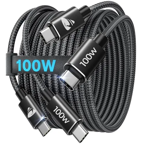 USB C auf USB C Kabel [2Stück 1M+1M] 100W/5A Nylon PD Schnellladekabel für iPhone, Samsung, iPad, MacBook & Pixel