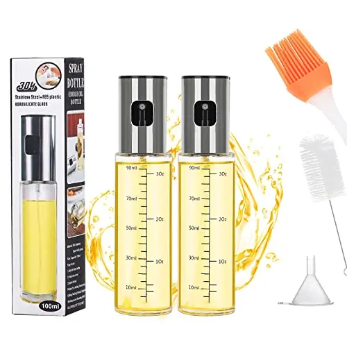 Sosayet Ölsprüher 2 Stück, 100ml Glasflasche für Öl und Essig, ideal zum Grillen und Braten