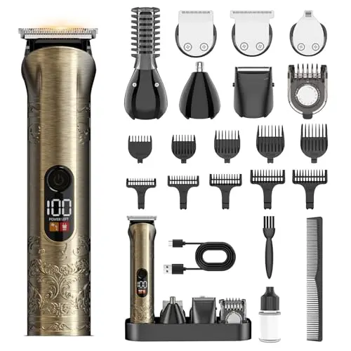 Profi Haarschneidemaschine 17-in-1 Set mit Barttrimmer und LCD Anzeige - Wiederaufladbar via USB-C für präzise Stylings