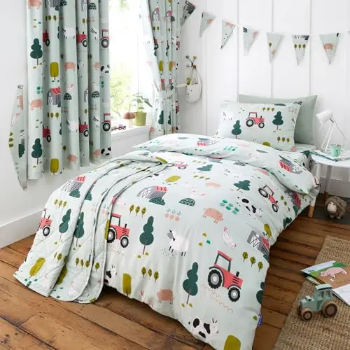 Happy Linen Company Bettwäsche-Set für Mädchen und Jungen, 150x220 cm, grün, wendbar, pflegeleicht