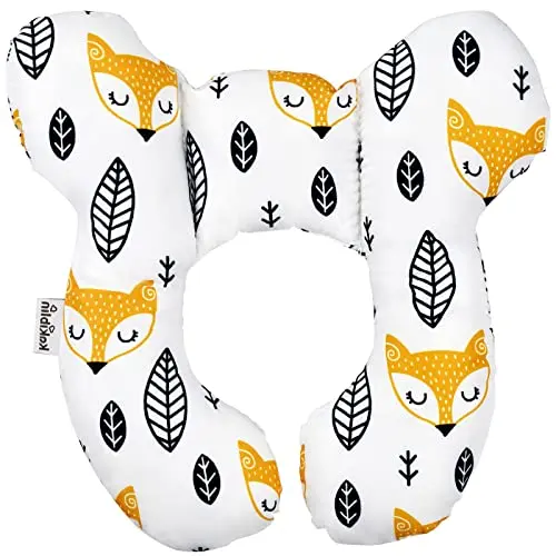 PANSYFEN Baby Reisekissen U-Form aus 100% Baumwolle für Autositz und Trolley (Weiß)