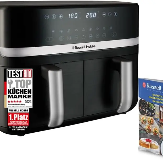 Russell Hobbs Heißluftfritteuse 9L Rapid AirFryer mit 9 Programmen und 2 Fächern