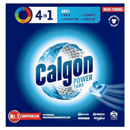 Calgon 4-in-1 Power Tabs – Wasserenthärter gegen Kalk, Schmutz und Gerüche – 75 Tabs