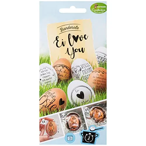 Heitmann Eierfarben - Ei Love You - 12 Motive in Schwarz/Weiß - 17 x 8 cm