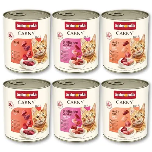 Animonda Carny Adult Katzenfutter, 6x800g, fleischlich & getreidefrei, für erwachsene Katzen