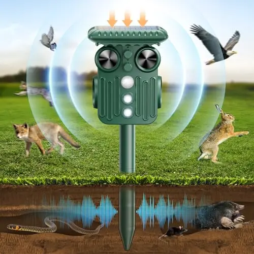 Ultraschall Katzenschreck für Garten & Rasenflächen - Solar Tiervertreiber gegen Katzen, Tauben und Wühlmäuse