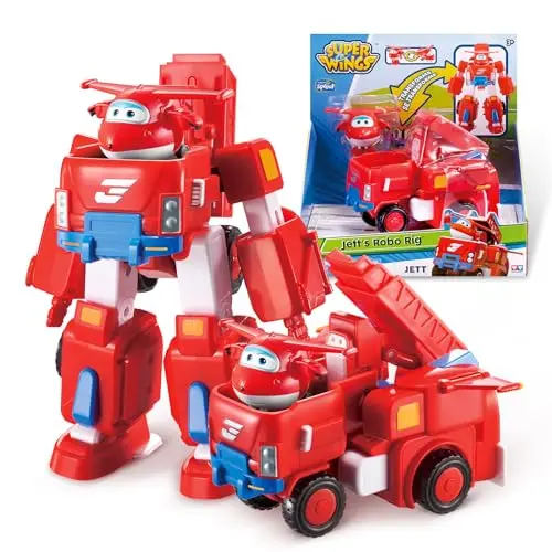 Super Wings Jett Robo Rig - Transformations-Spielzeug, ca. 18 cm, Rot
