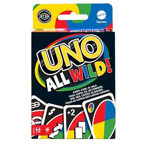 Mattel Games UNO All Wild Kartenspiel – 112 Karten, Reisespiel für Kinder und Familien, ab 7 Jahren