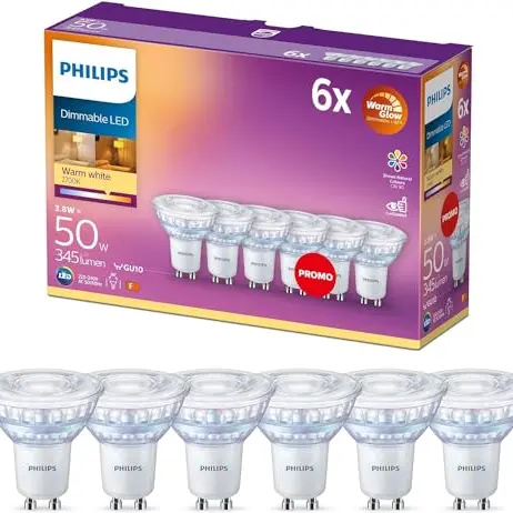 Philips GU10 LED Warm Glow 6er Pack, dimmbare Reflektor Spots mit warmweißem Licht