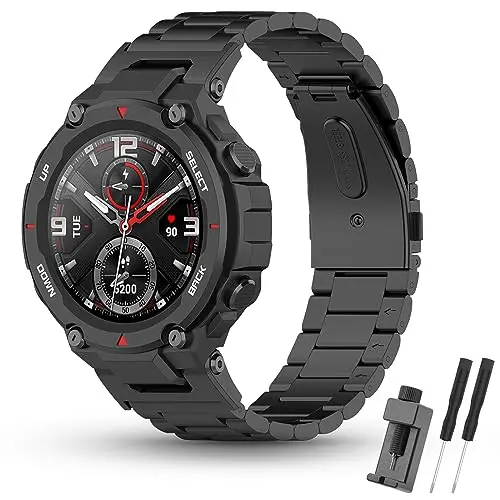SenMore Edelstahl Armband für Amazfit T-Rex/T-Rex Pro - Ersatzarmband für Smartwatch