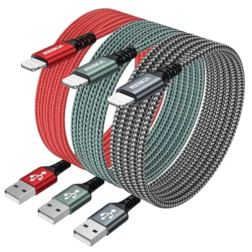 iPhone Ladekabel 3er Set, 2m Lightning Kabel für iPhone 5 bis 14, MFi-zertifiziert, Schnellladefähig