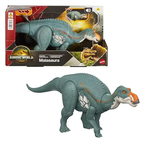 Mattel Jurassic World Maiasaura Dinosaurierspielzeug mit Beiß-Angriff und Brüllgeräusch