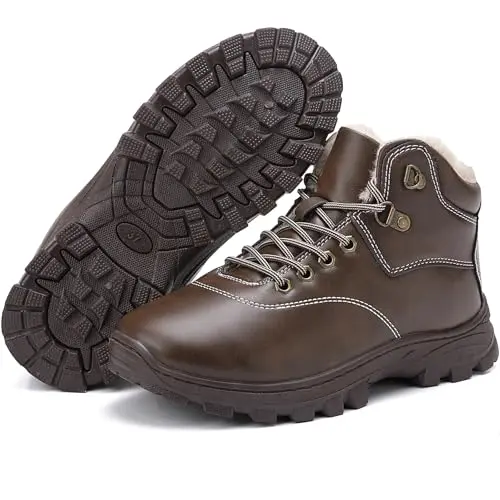 Ricema Winterstiefel für Herren und Damen - Wasserdicht, Warm gefüttert, Rutschfest, Dunkelbraun, Größe 39 EU