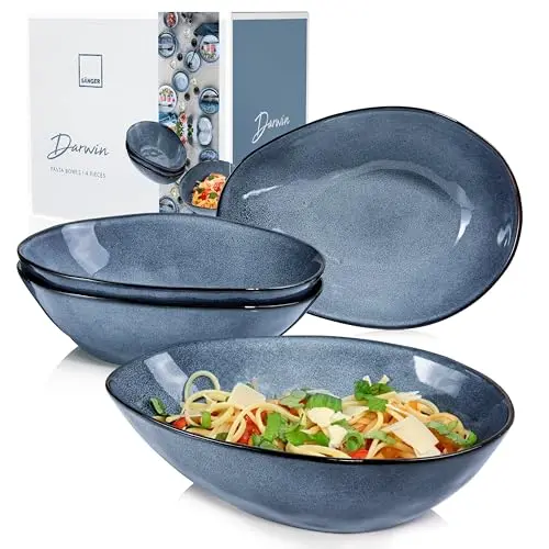 SÄNGER Pastateller Darwin 4-tlg. für 4 Personen, Spülmaschinengeeignet, Blau | PREMIUM COLLECTION