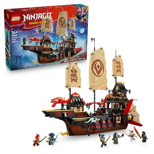 LEGO NINJAGO Tempel-Flugsegler - Interaktives Schiff mit Minifiguren Cole, Zane & Nya - Geschenk für Jungen ab 14 Jahren - 71848