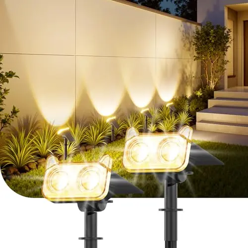 GEARLITE 2er Set Solarlampen für Garten, 800 Lumen, 30 Std. Betriebszeit, Warmweiß, IP65, für Hof und Weg Deko