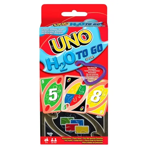 Mattel UNO H2O to Go – Wasserfestes Kartenspiel für 2-10 Spieler, perfekt für Strand & unterwegs, ab 7 Jahre